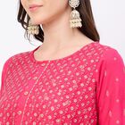 Women's Fuchsia Botanical Printed Ethnic Set, Fuchsia, small