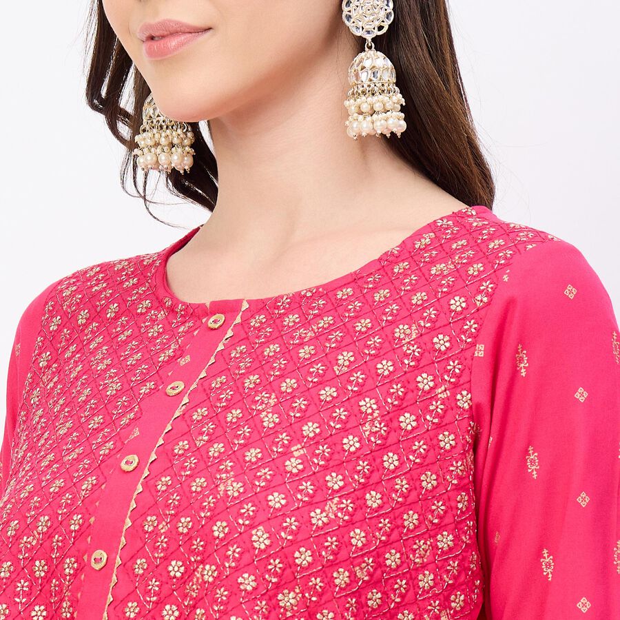 Women's Fuchsia Botanical Printed Ethnic Set, Fuchsia, large