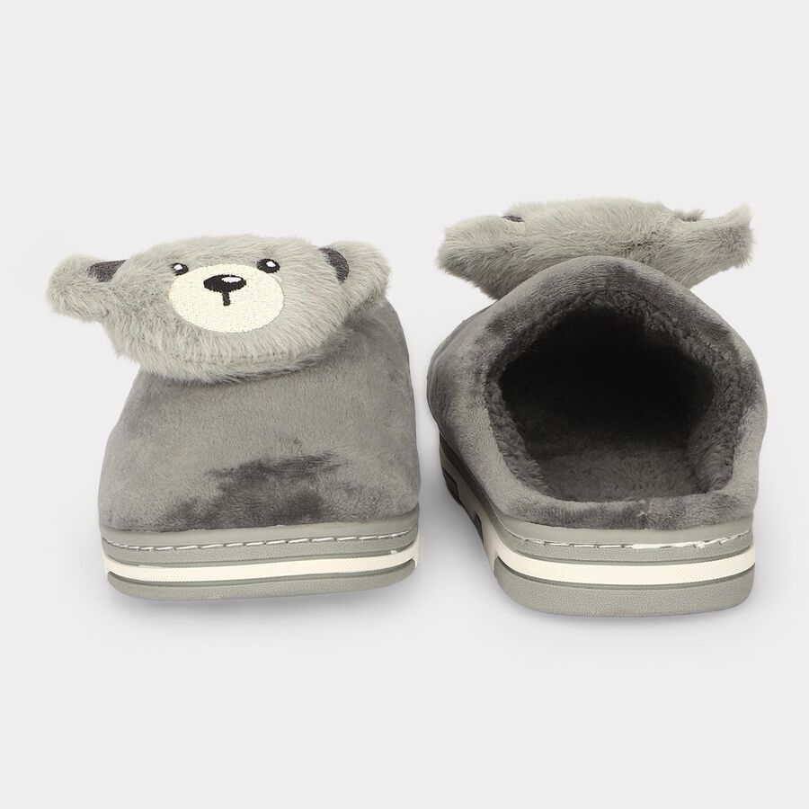 Women's Grey Slip-On House Slippers, ग्रे, large