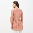 Women's Bright Pink Round Neck Solid Kurti, गुलाबी, small