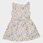 Girls' White Floral Print Sleeveless Frock, ऑफ व्हाइट, small