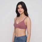 Women's Purple Cotton Blend V Neck T-Shirt Bra, Purple, small