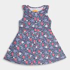 Girls' 100% Cotton Frock, Navy Blue, small image number null
