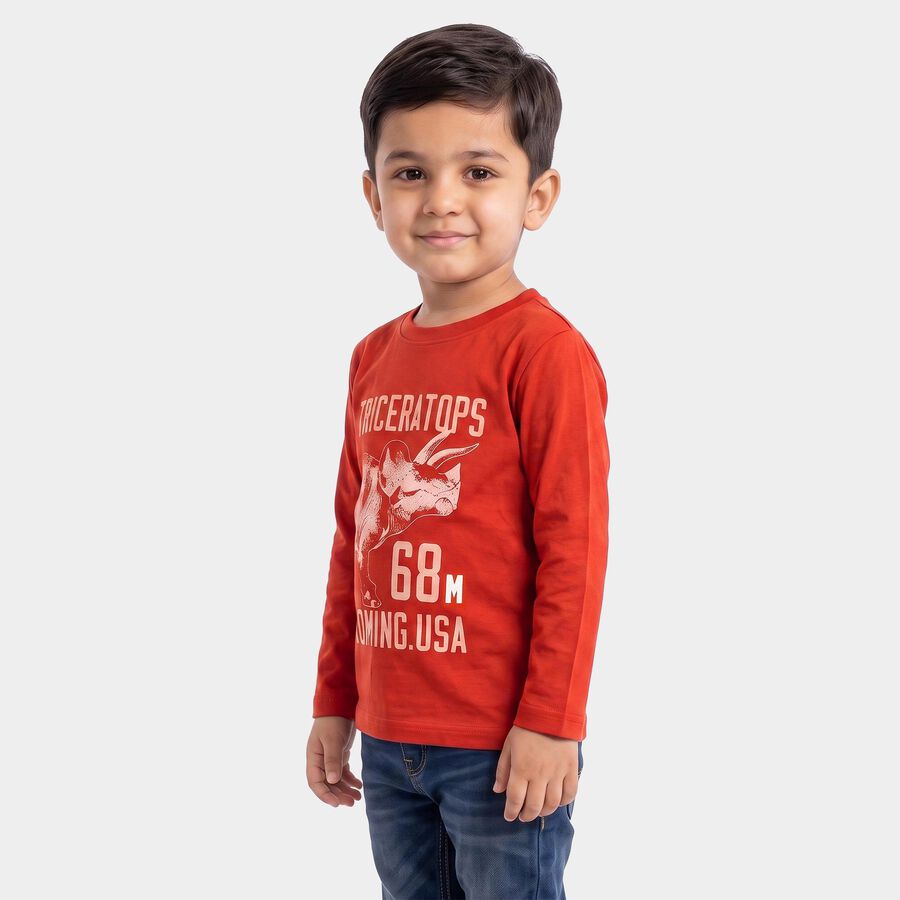 Boys Rust Round Neck Regular Boys T-Shirt, रस्ट, large