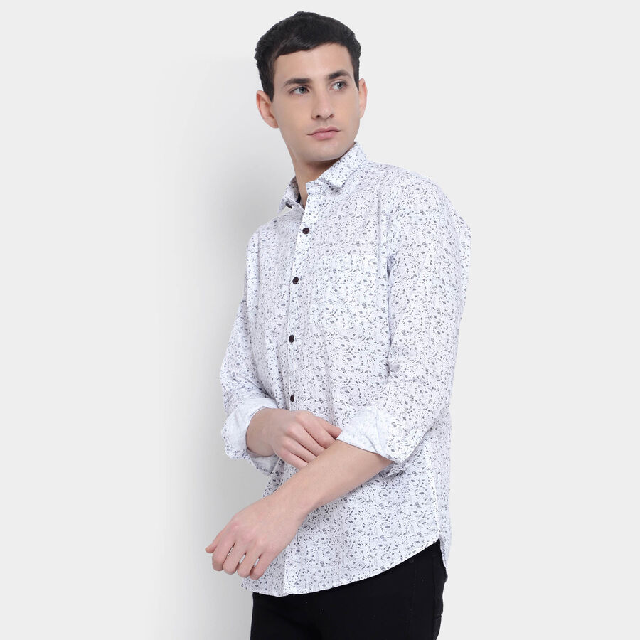 Cotton Printed Casual Shirt, White, large image number null