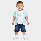 Infants Light Blue Cotton Half Sleeve Collared Casual Shirt, Light Blue, small