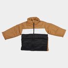 Infants Beige Stand Collar Puffer Jacket, गहरा पीला, small