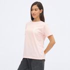 Women's Light Pink Round Neck Casual T-Shirt, Light Pink, small