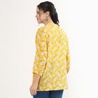 Women's Yellow Mandarin Collar Floral Printed Kurti, मस्टर्ड, small image number null
