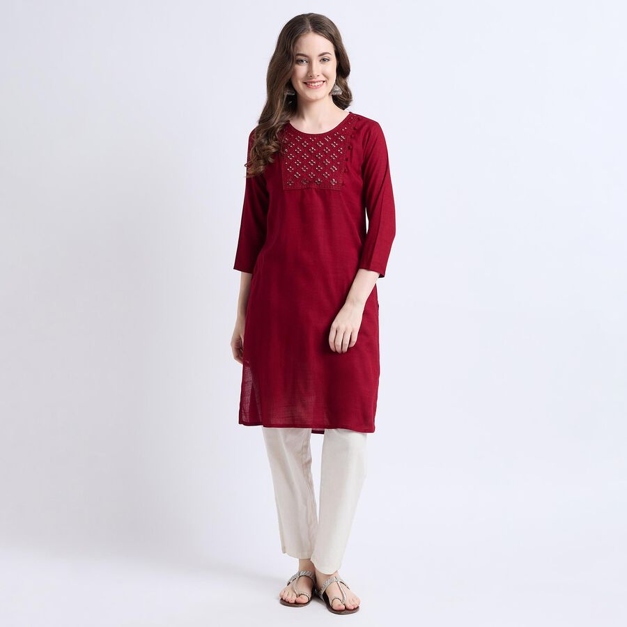 Ladies' Kurta Pyjama Set, मरून, large image number null