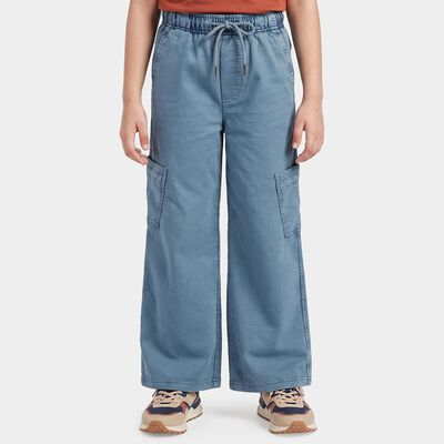 Girls' Light Blue Relaxed Fit Cargo Trousers