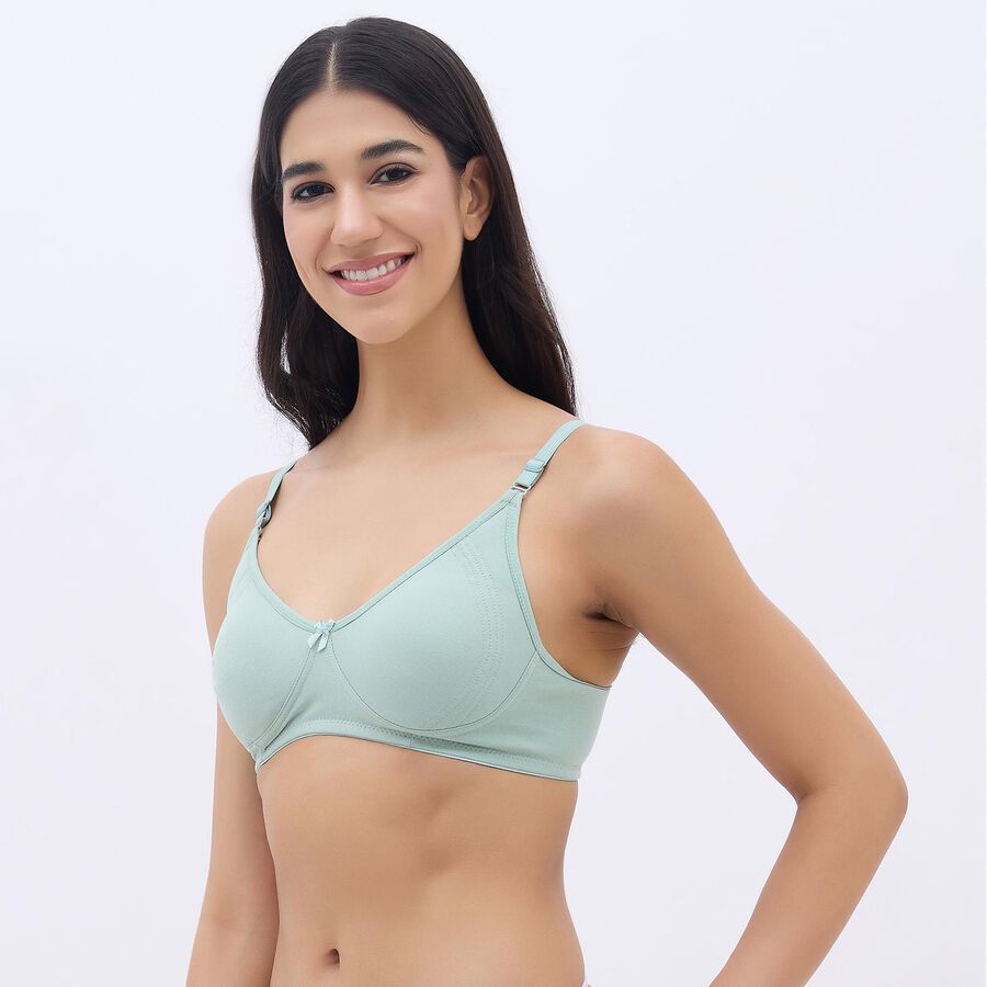 Women's Soft Mint Green Wire-Free Basic Bra, हल्का हरा, large image number null