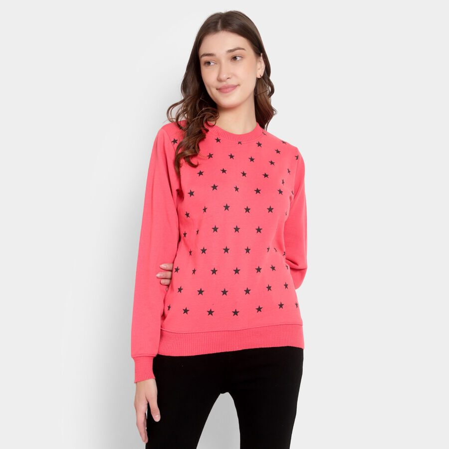 Printed Turtle Neck Pullover, Coral, large image number null