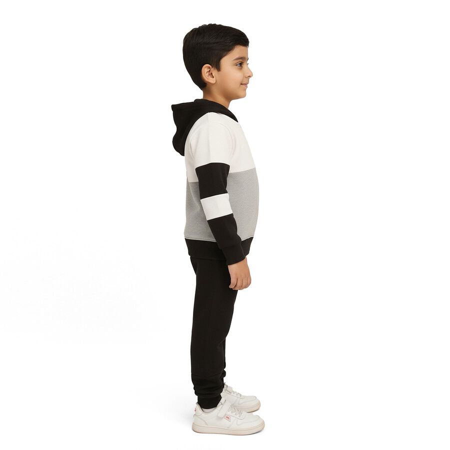 Boys' Black and Grey Long Sleeve Colorblock Baba Suit, मिश्रित हल्का ग्रे, large image number null