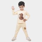 Boys Off White Crew Neck Teddy Graphic Baba Suit, ऑफ व्हाइट, small