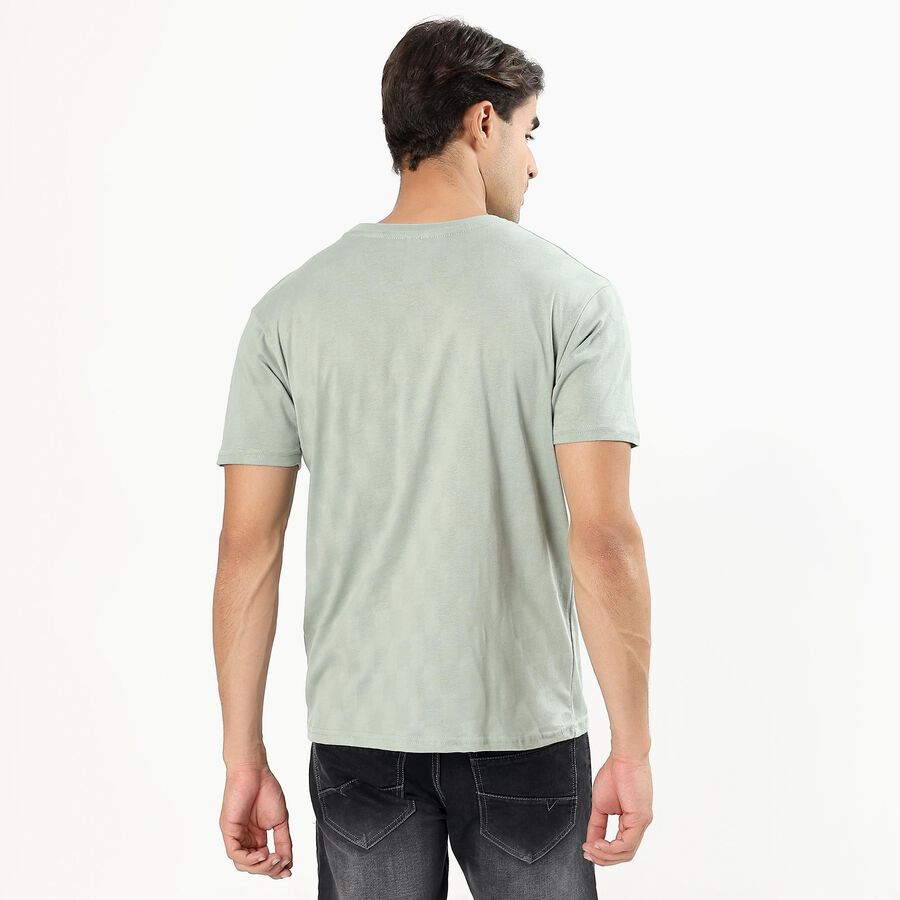 Men's Light Sage Green Round Neck Casual T-Shirt, Light Green, large image number null