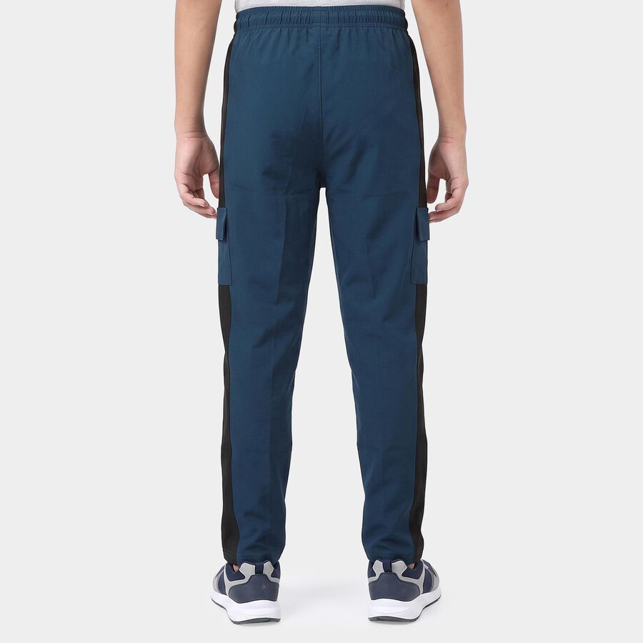 Boys' Navy Blue Straight Fit Cargo Pocket Cotton Blend Pyjama, Mid Blue, large