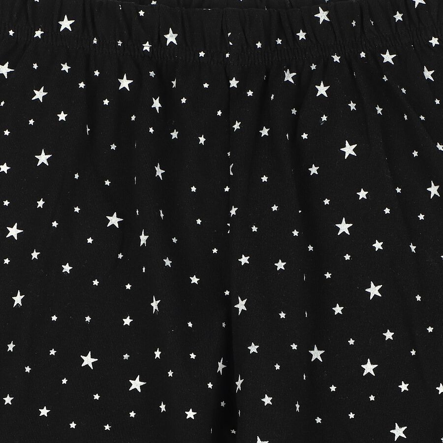 Girls Black Regular Fit Solid Pyjama, काला, large