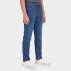 Boys Blue Straight Fit Drawstring Waist Jeans, गहरा नीला, small