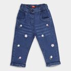 Infants' Stonewashed Blue Regular Fit Floral Embroidered Jeans, Mid Blue, small image number null