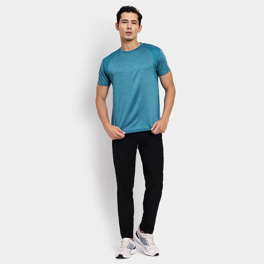 Men's Round Neck Half Sleeves T-Shirt, Teal Blue, large image number null