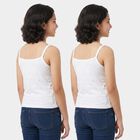 Girls White Cotton Straight Neck Quilted Vest, White, small