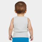 Infants Grey Cotton Blend Round Neck Casual Vest, Melange Light Grey, small