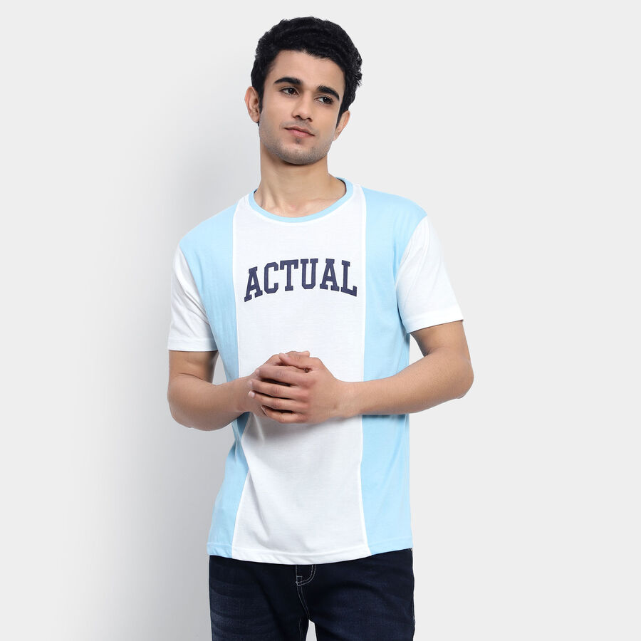 Cut & Sew Round Neck T-Shirt, White, large image number null