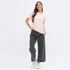 Women's Light Pink Round Neck Casual T-Shirt, Light Pink, small