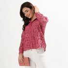 Ladies' Deep Rose Pink Classic Collar Romantic Shirt, Purple, small image number null