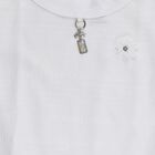 Girls' Bright Snow White Round Neck Romantic T-Shirt, सफ़ेद, small image number null