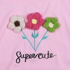 Girls Pink Round Neck Casual T-Shirt, गुलाबी, small