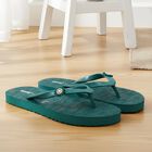 Women's Green Embellished Flip-Flops Slippers, हरा, small