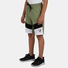 Boys Olive Regular Fit Drawstring Bermuda Shorts, ओलिव, small