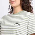 Ladies'  Stripes Round Neck T-Shirt, Light Green, small