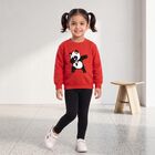 Girls' Red Round Neck Pullover Sweatshirt, लाल, small