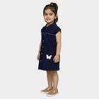 Girls' Deep Midnight Navy Button-Down Denim Frock, Dark Blue, small image number null