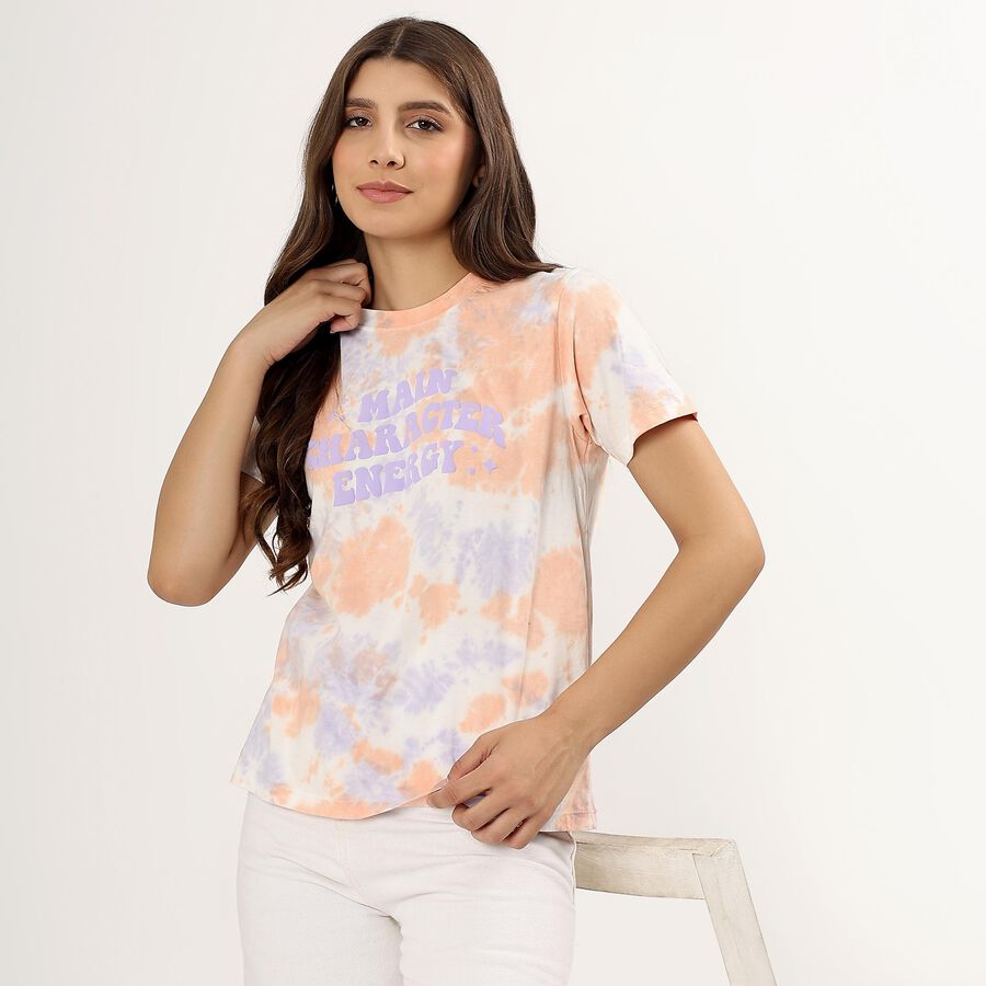 Ladies' 100% Cotton Round Neck T-Shirt , Off White, large image number null