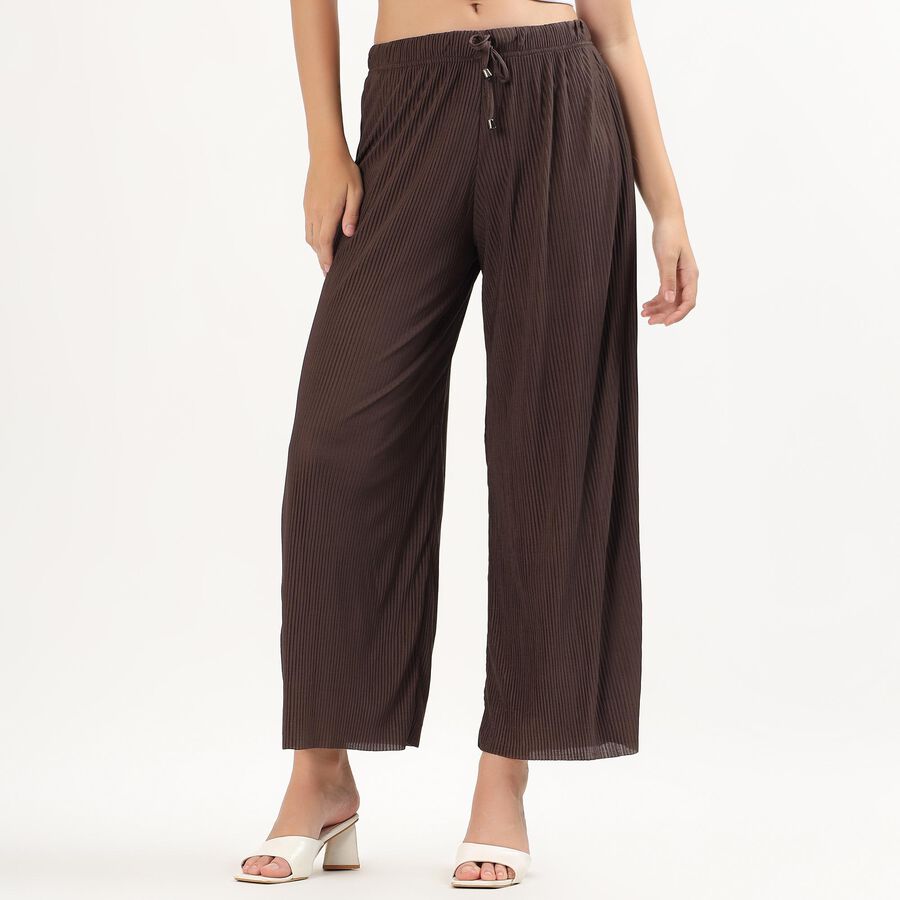 Women's Deep Chocolate Brown Pleated Harem Pants, Brown, large