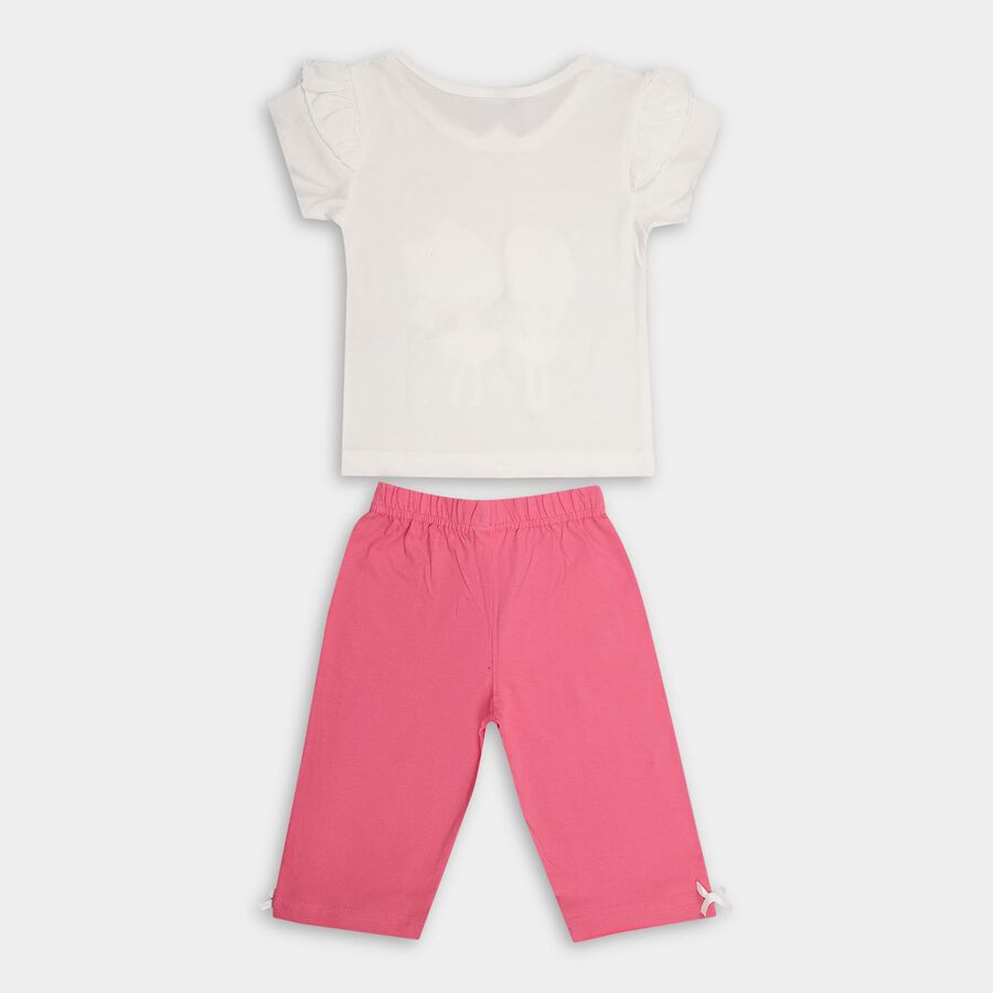 Girls' 100% Cotton Capri Set , Off White, large image number null