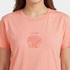 Women's Peach Round Neck Printed Night Suit, पीच, small