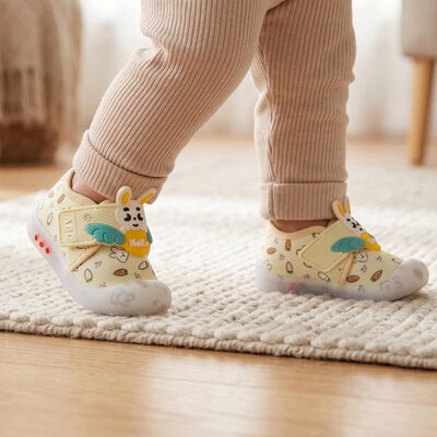 Girls' Yellow Velcro Strap Casual Sneakers