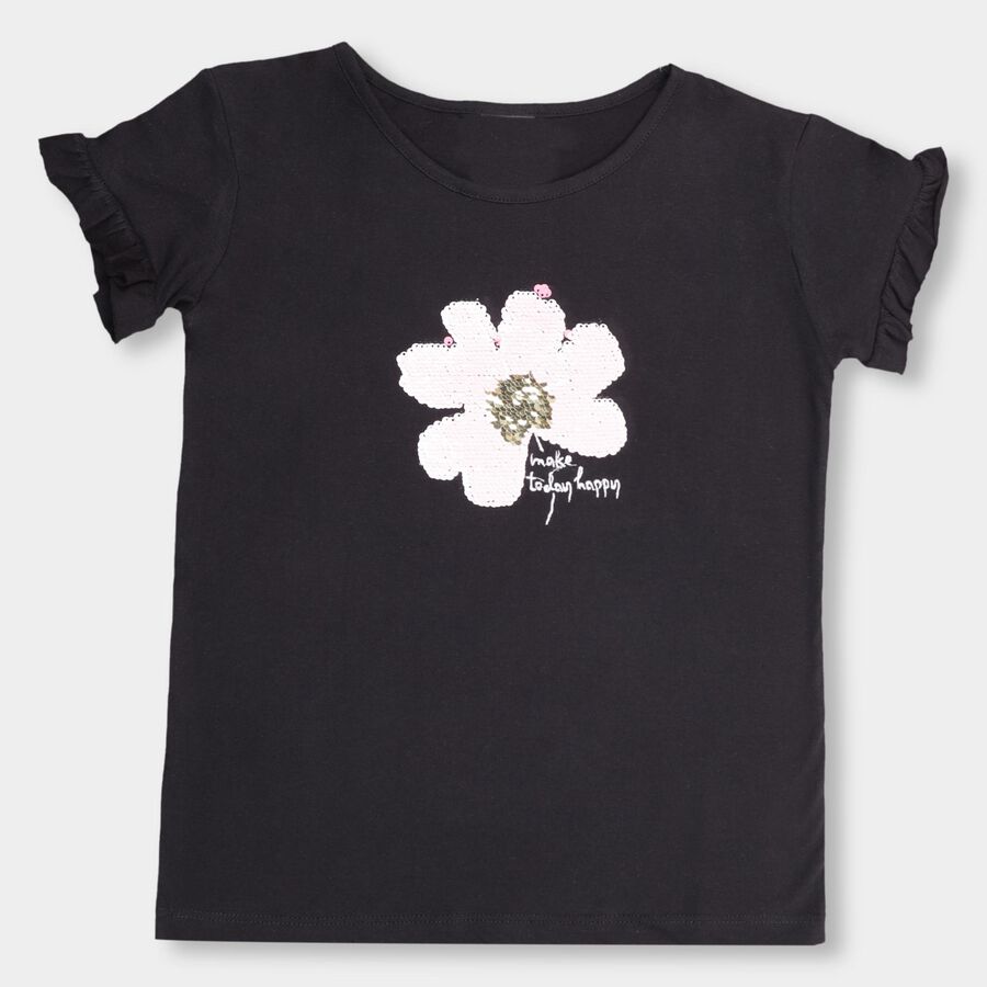 Girls' 100% Cotton T-Shirt , काला, large image number null