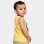 Infants Bright Yellow Cotton Round Neck Casual Vest, पीला, small image number null