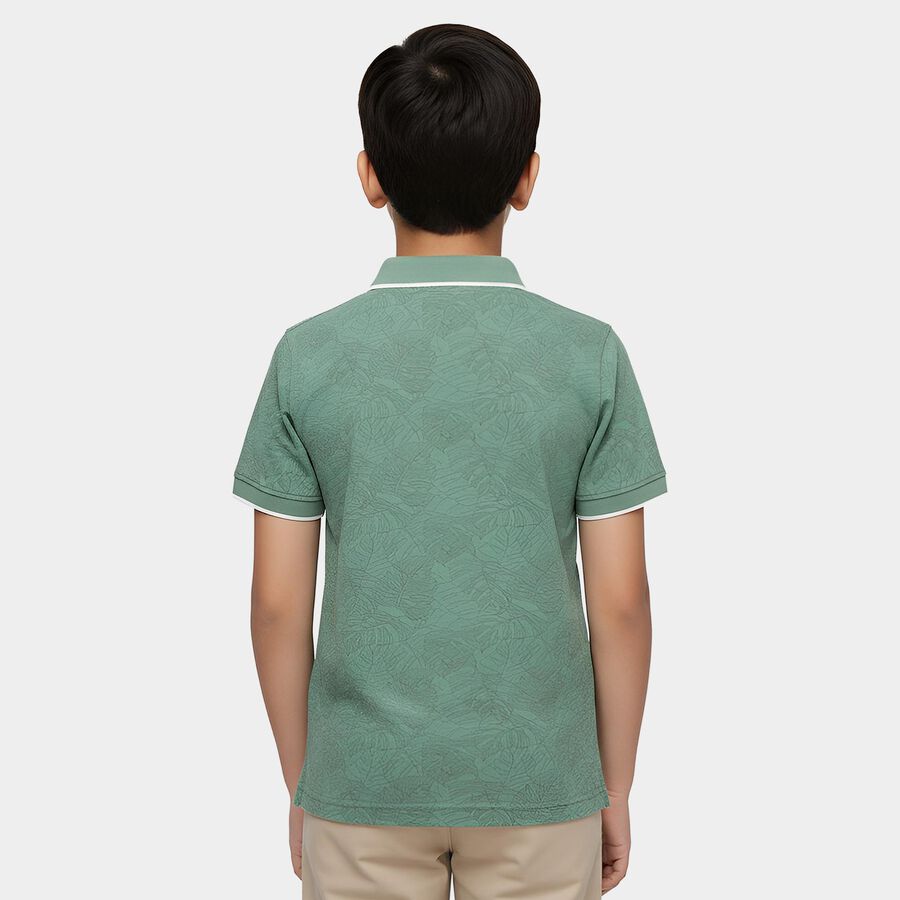 Boys' Mint Round Neck Casual T-Shirt, Light Green, large