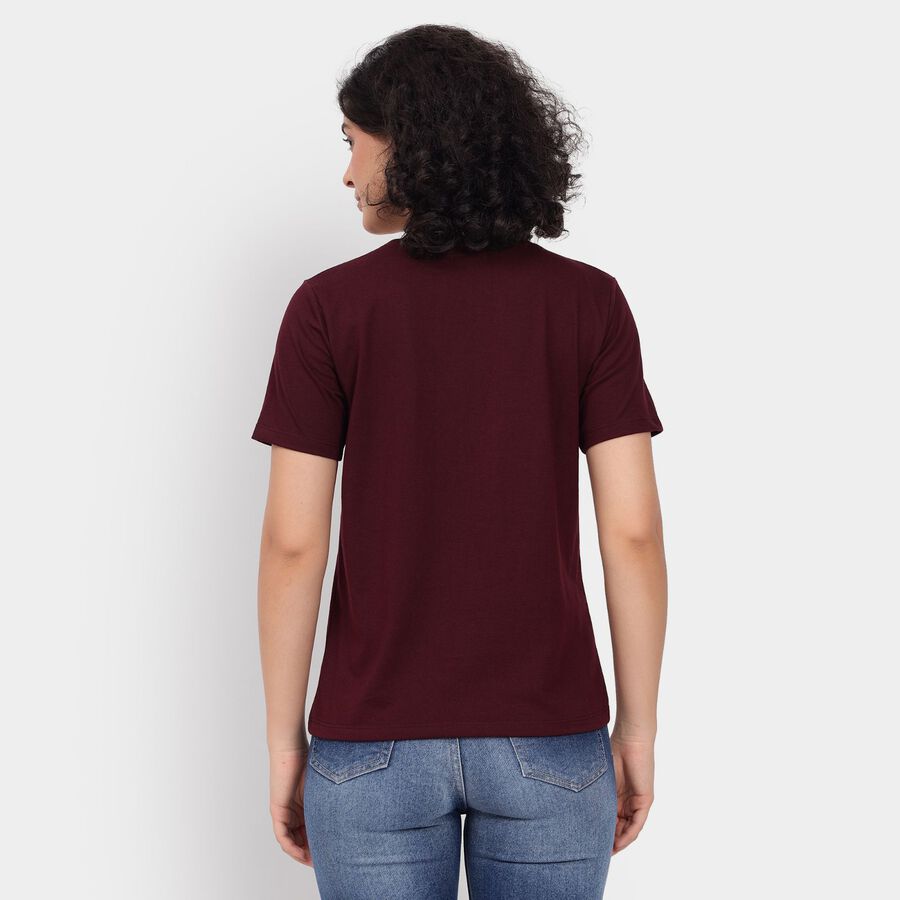 Ladies' Round Neck T-Shirt, Wine, large image number null
