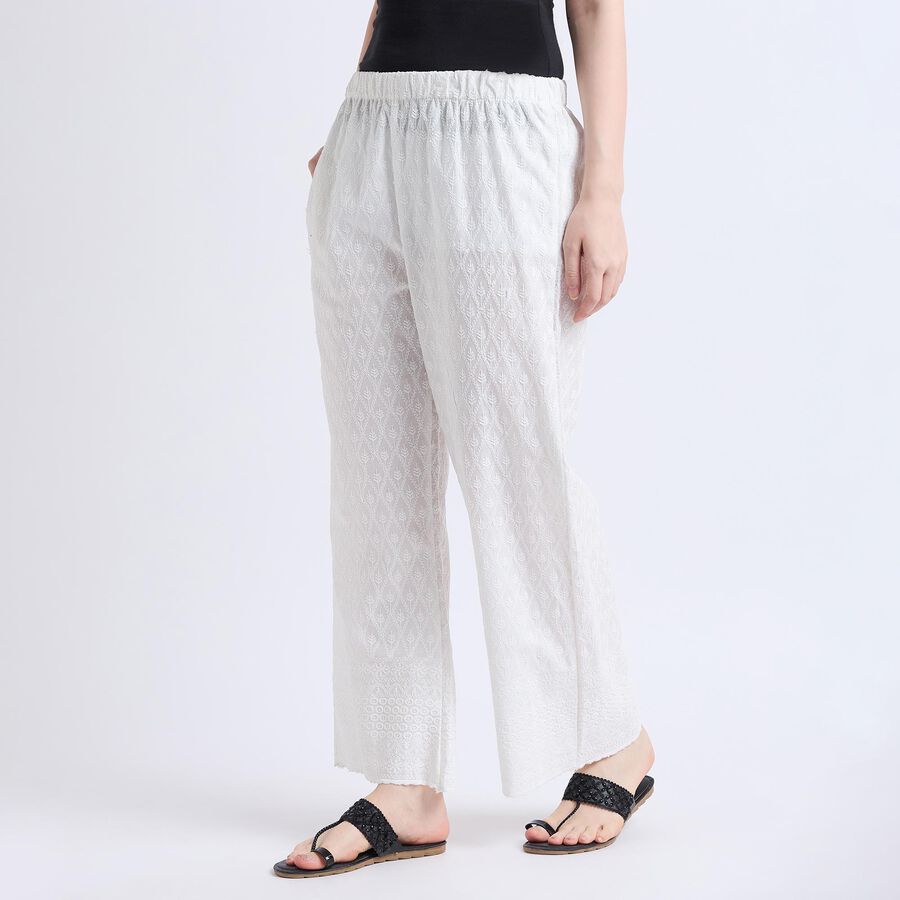 Ladies' 100% Cotton Palazzos , Off White, large image number null