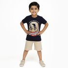 Boys' Navy Cotton Round Neck Graphic Baba Suit, Navy Blue, small image number null