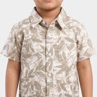 Boys' Beige Cotton Spread Collar Shirt, गहरा पीला, small