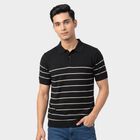 Men's Navy Blue Cotton Polo Neck T-Shirt, नेवी ब्लू, small